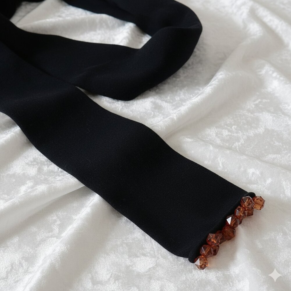 Burberry London Scarf Beaded Black OS - Picture 3 of 6